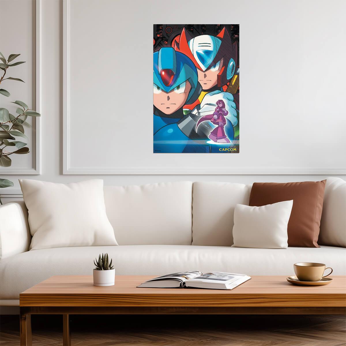 Mega Man Faces | Retro Gaming Poster | 8-Bit Video Game Art - Video Games Poster