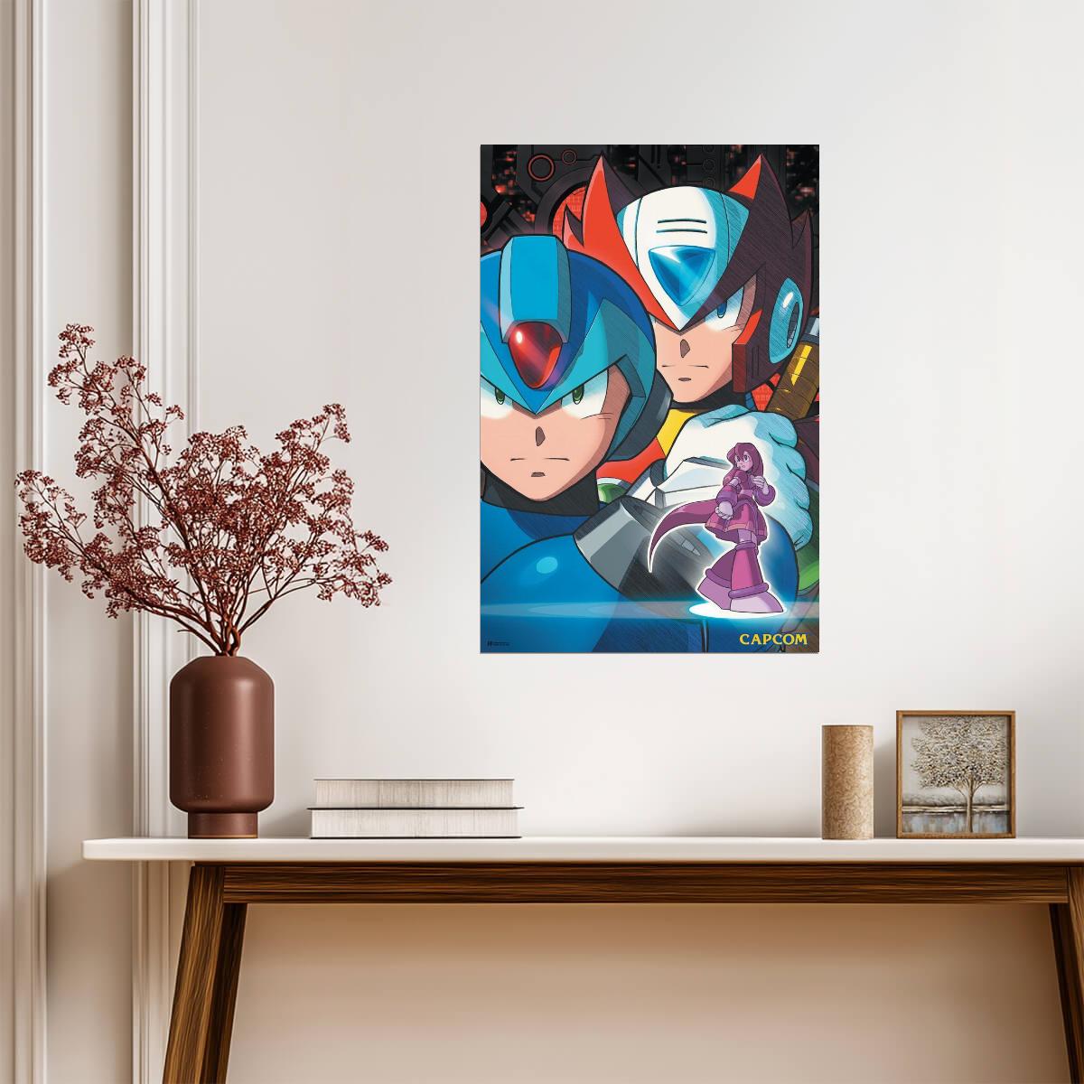 Mega Man Faces | Retro Gaming Poster | 8-Bit Video Game Art - Video Games Poster