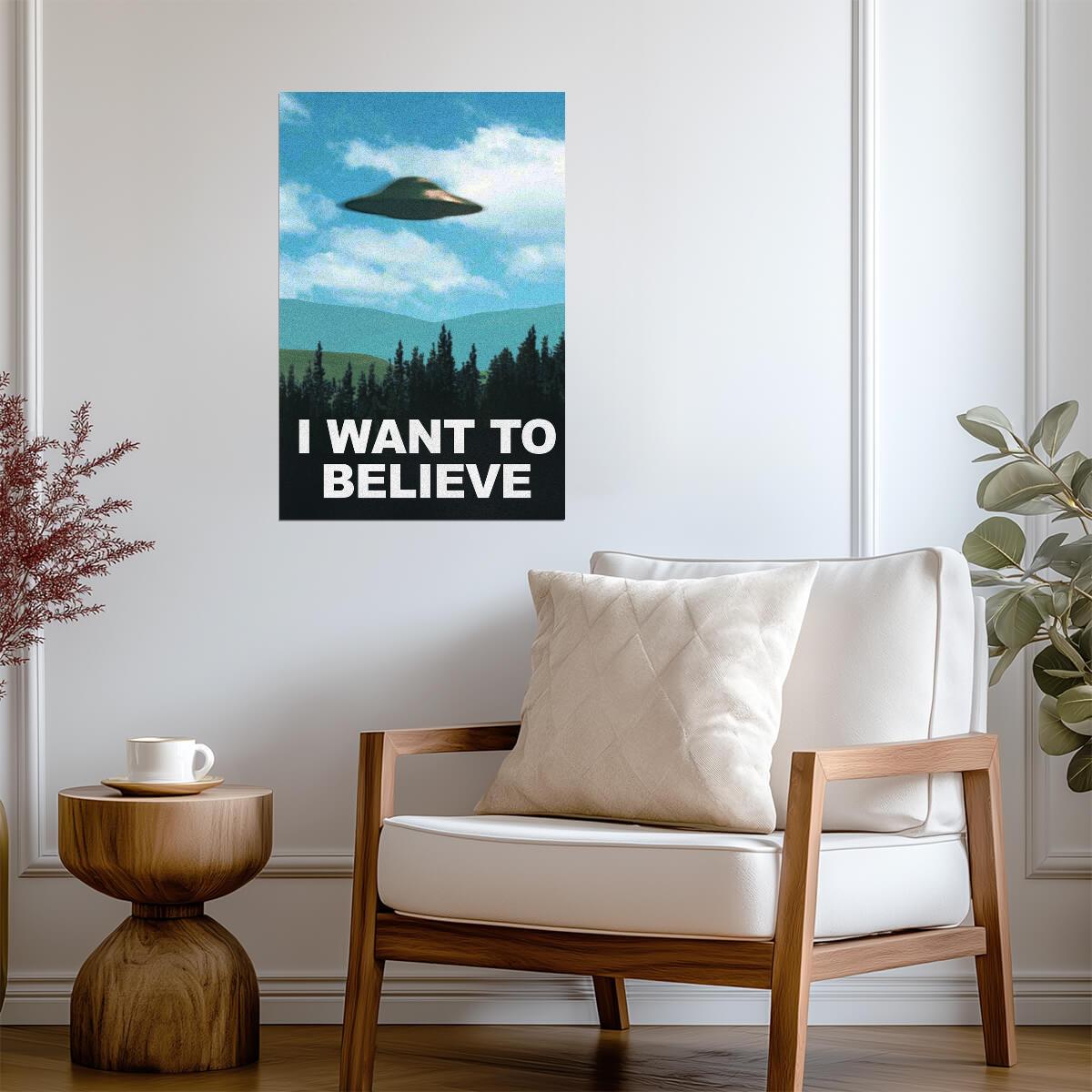 The X-Files "I Want To Believe" | Sci-Fi Art Print | UFO TV Show Poster