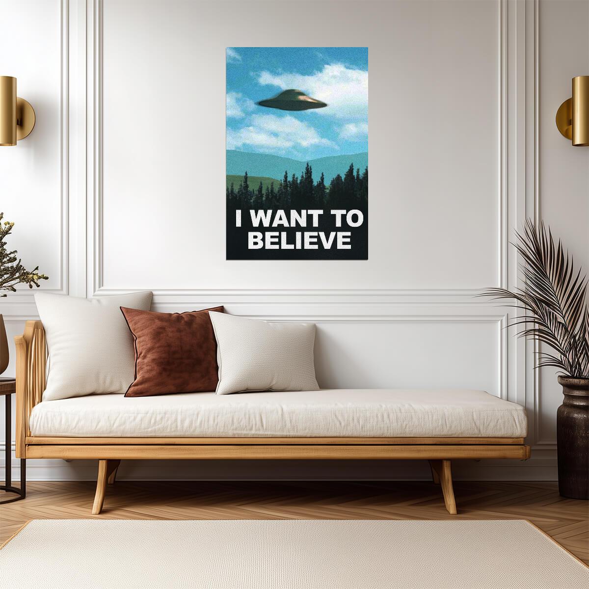 The X-Files "I Want To Believe" | Sci-Fi Art Print | UFO TV Show Poster