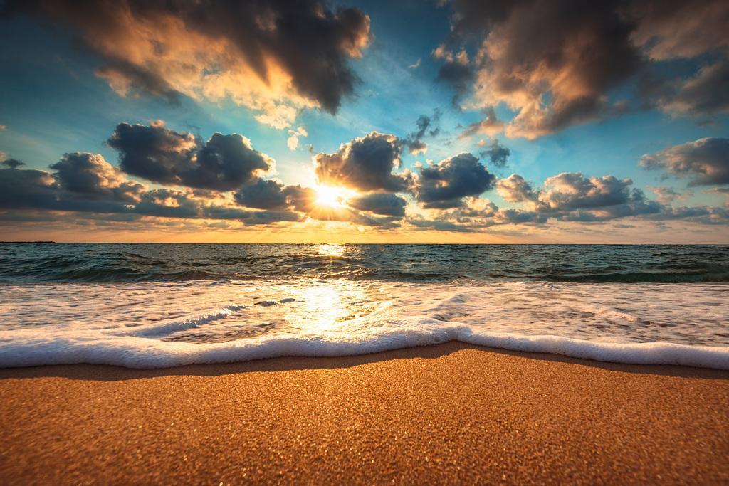 Beach Sunrise Over Sea Poster | Coastal Photography | Seascape Wall Art