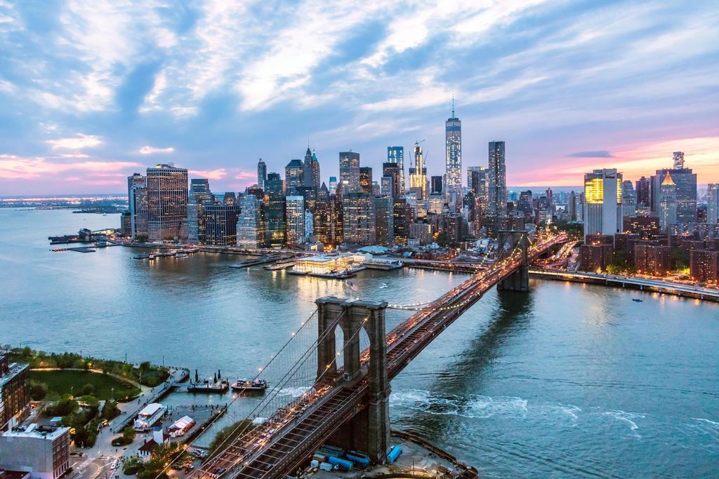 Manhattan and Brooklyn Bridge at Dusk | New York City Photography | Skyline Poster - Photography Poster