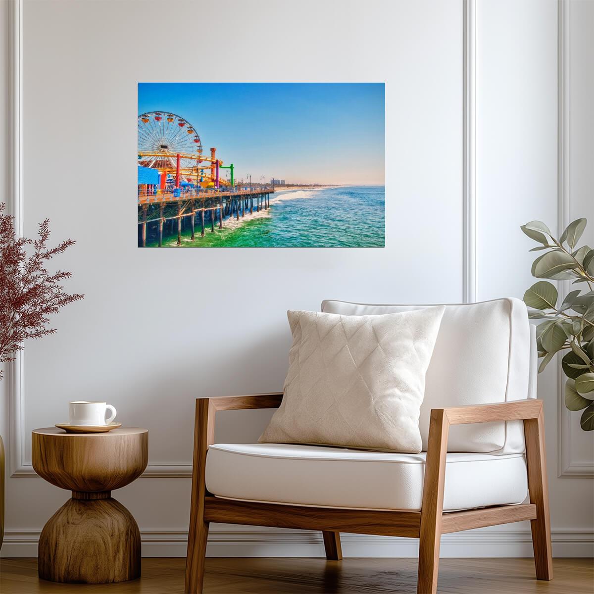 Santa Monica Pier Ferris Wheel | Amusement Park Photography | California Landmark Poster - Photography Poster