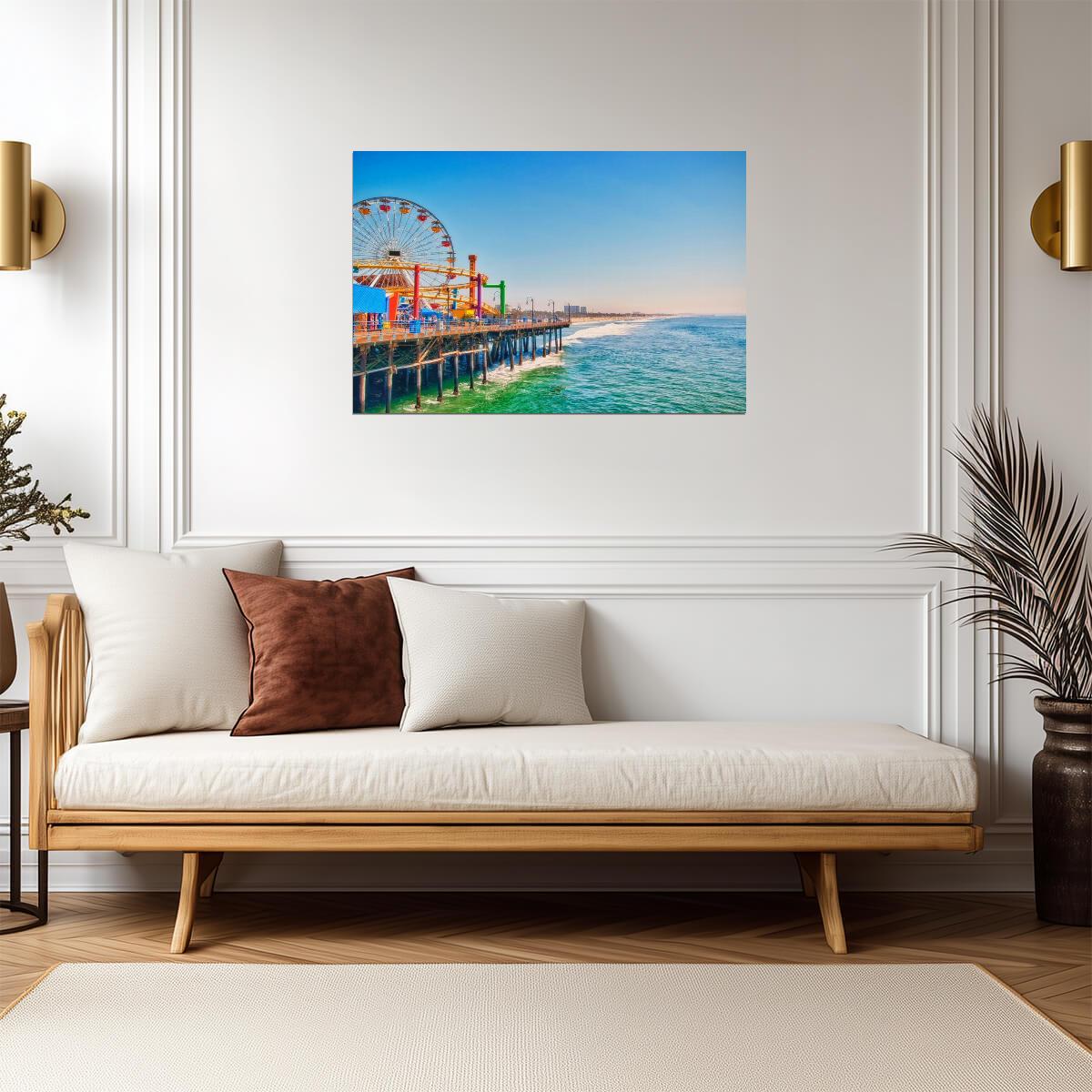 Santa Monica Pier Ferris Wheel | Amusement Park Photography | California Landmark Poster - Photography Poster