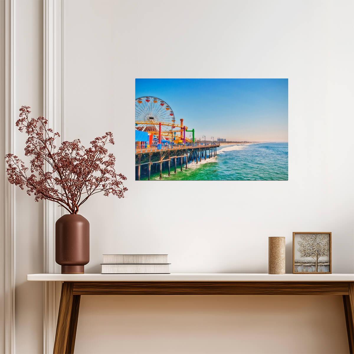 Santa Monica Pier Ferris Wheel | Amusement Park Photography | California Landmark Poster - Photography Poster