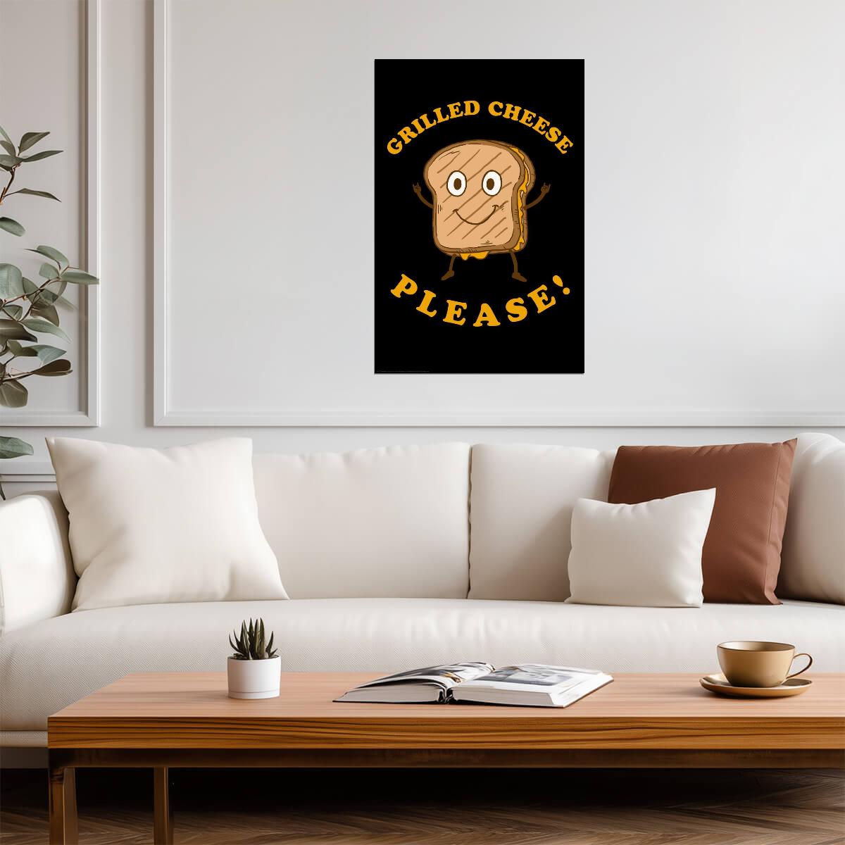 "Grilled Cheese Please" | Funny Food Quote | Kitchen & Diner Wall Art Poster - Type & Quotes Poster
