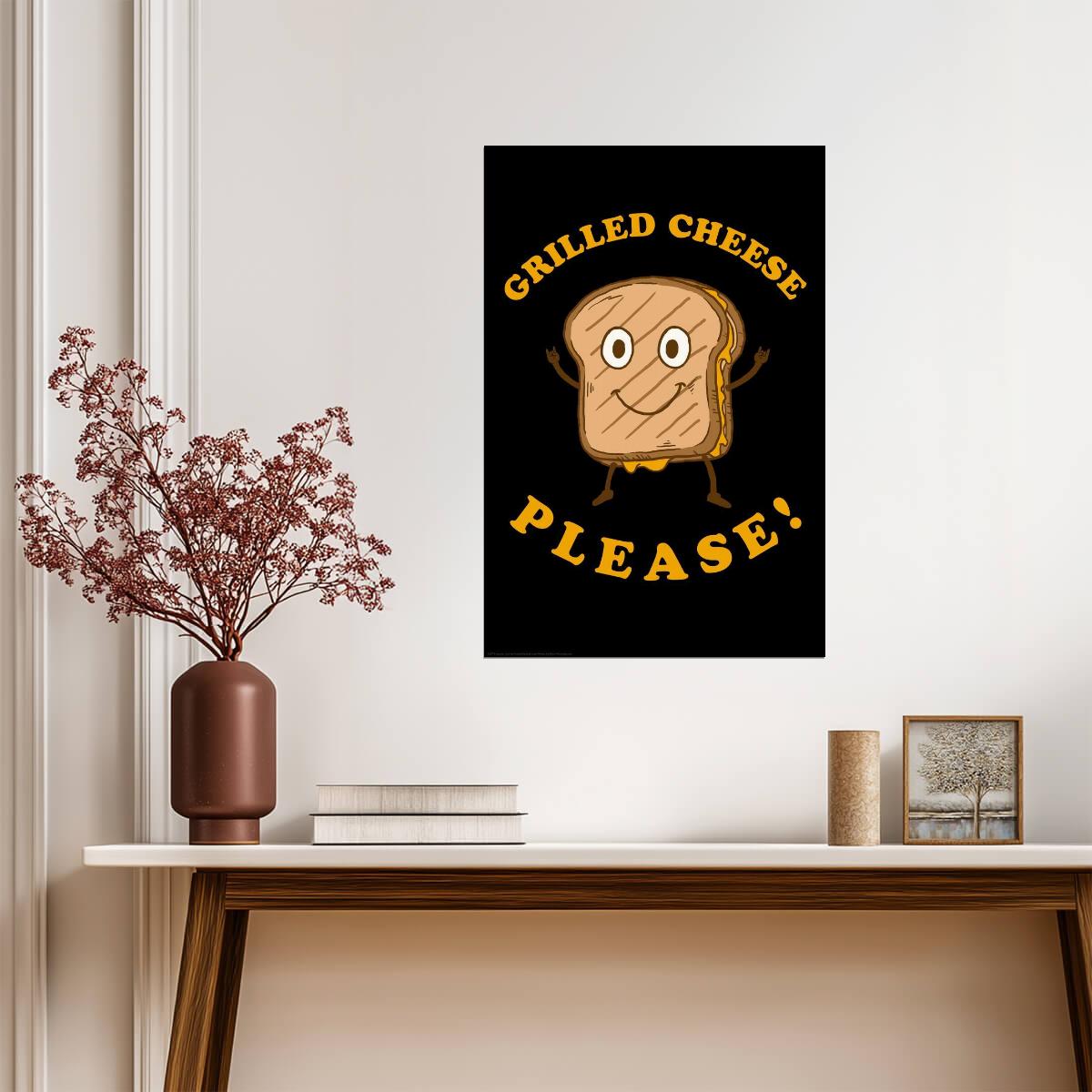 "Grilled Cheese Please" | Funny Food Quote | Kitchen & Diner Wall Art Poster - Type & Quotes Poster