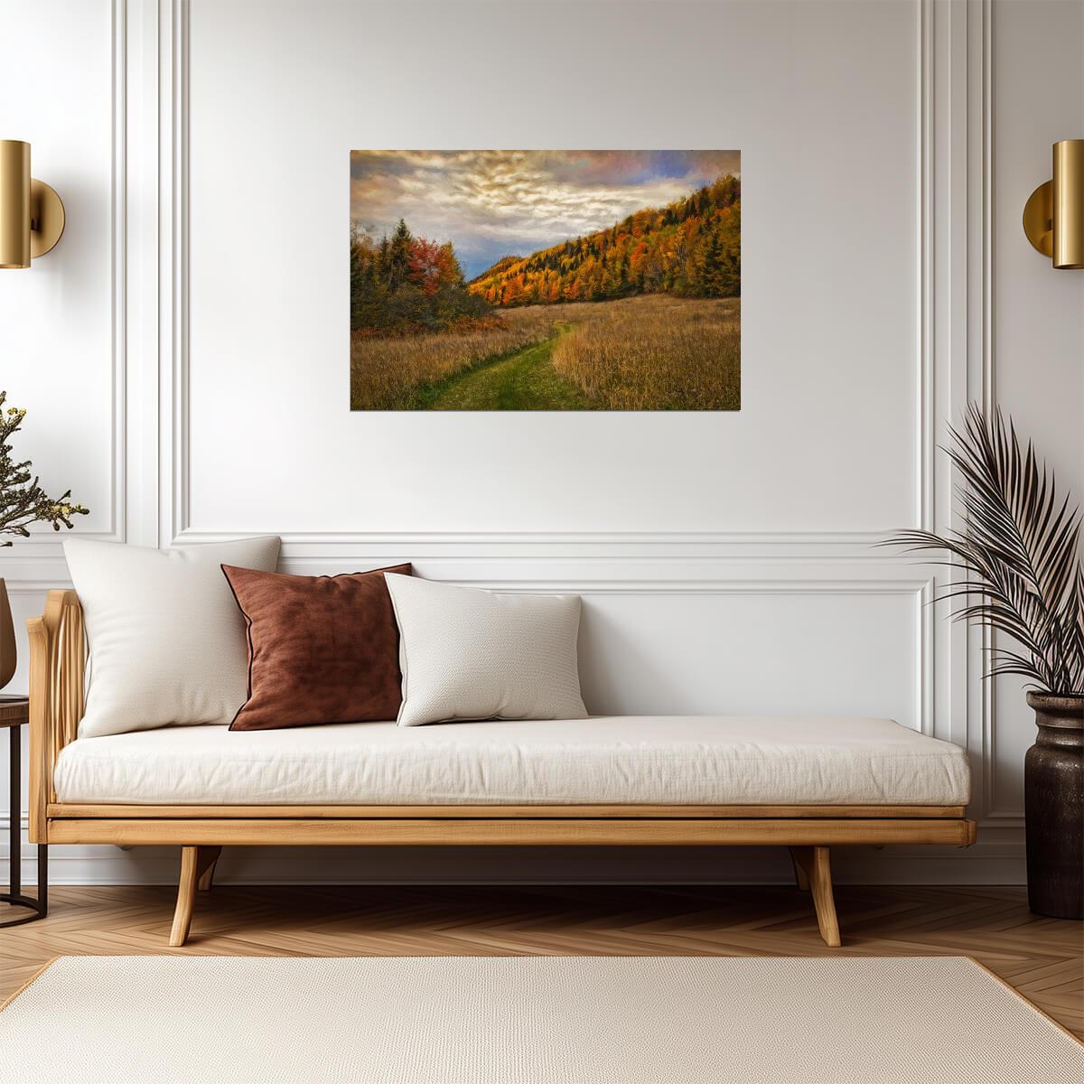 Autumn Hills Landscape | Painterly Nature Scene | Impressionist Style Wall Art Poster - Graphic & Art Poster