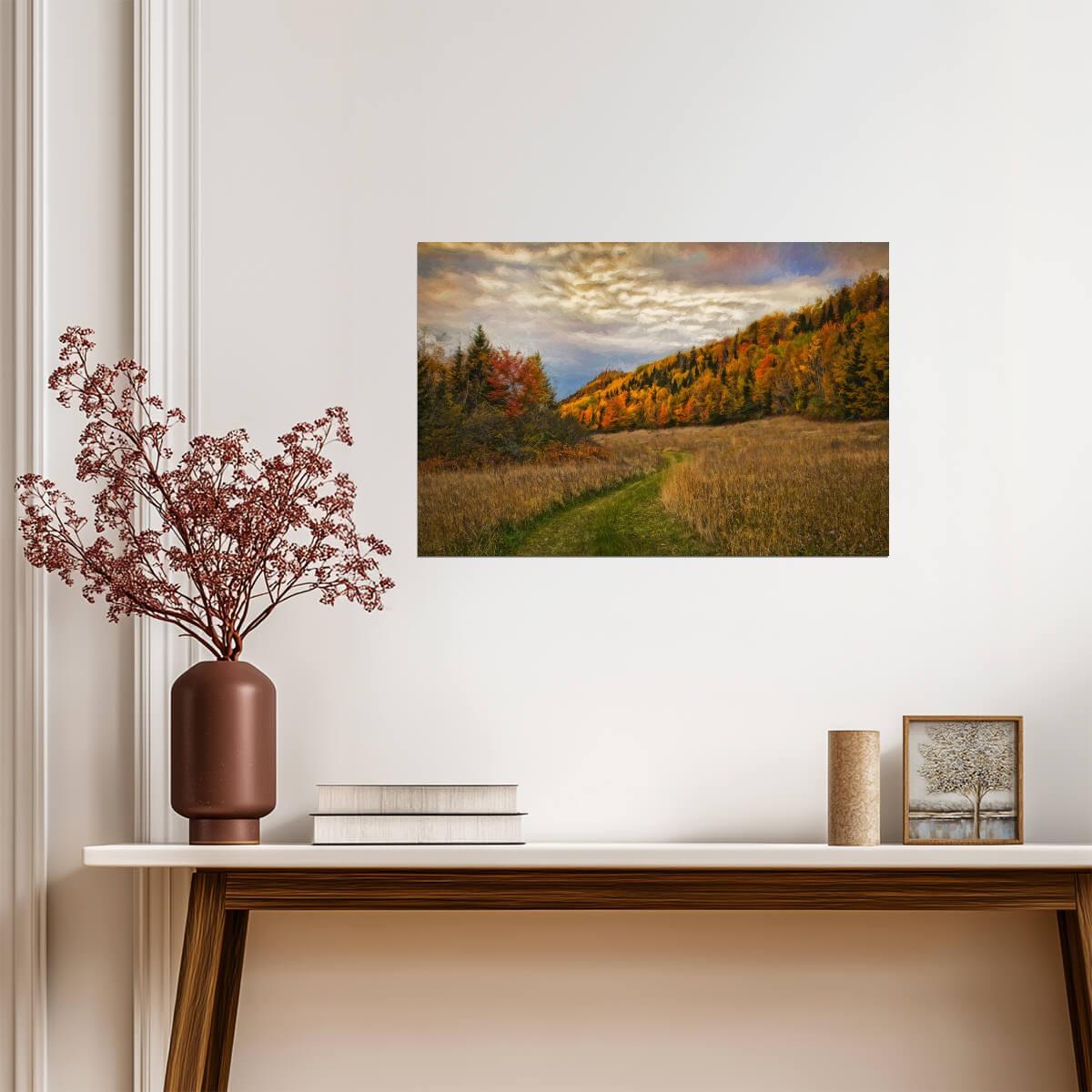 Autumn Hills Landscape | Painterly Nature Scene | Impressionist Style Wall Art Poster - Graphic & Art Poster