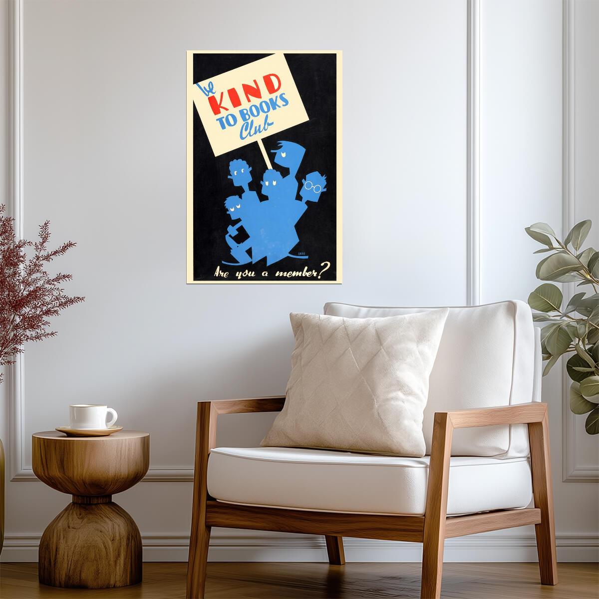 Be Kind to Books Club | Retro WPA Style Poster | Vintage Library Art - Type & Quotes Poster