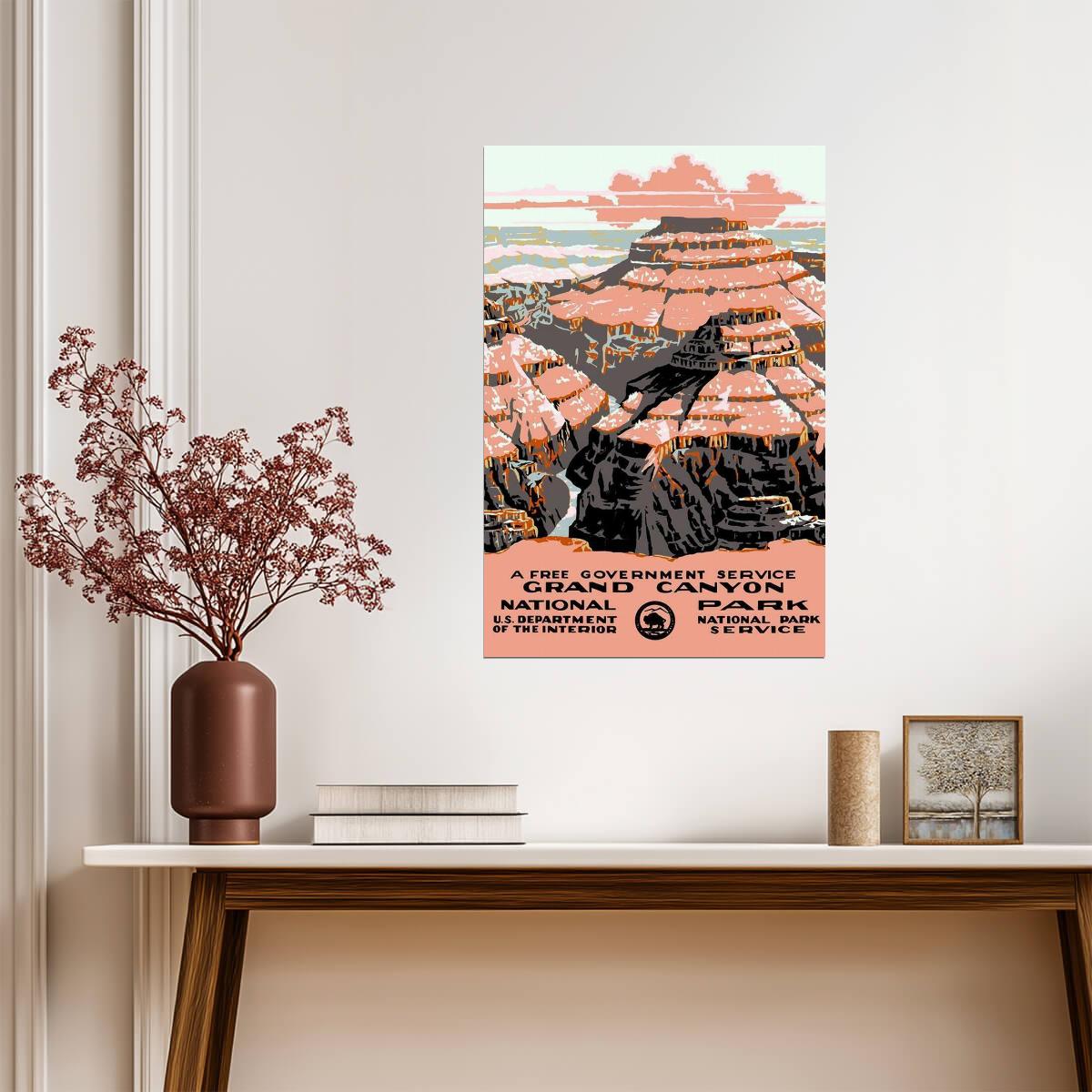 Grand Canyon National Park | Retro Travel Poster | Vintage American Landmark Art - Vintage & Retro Poster