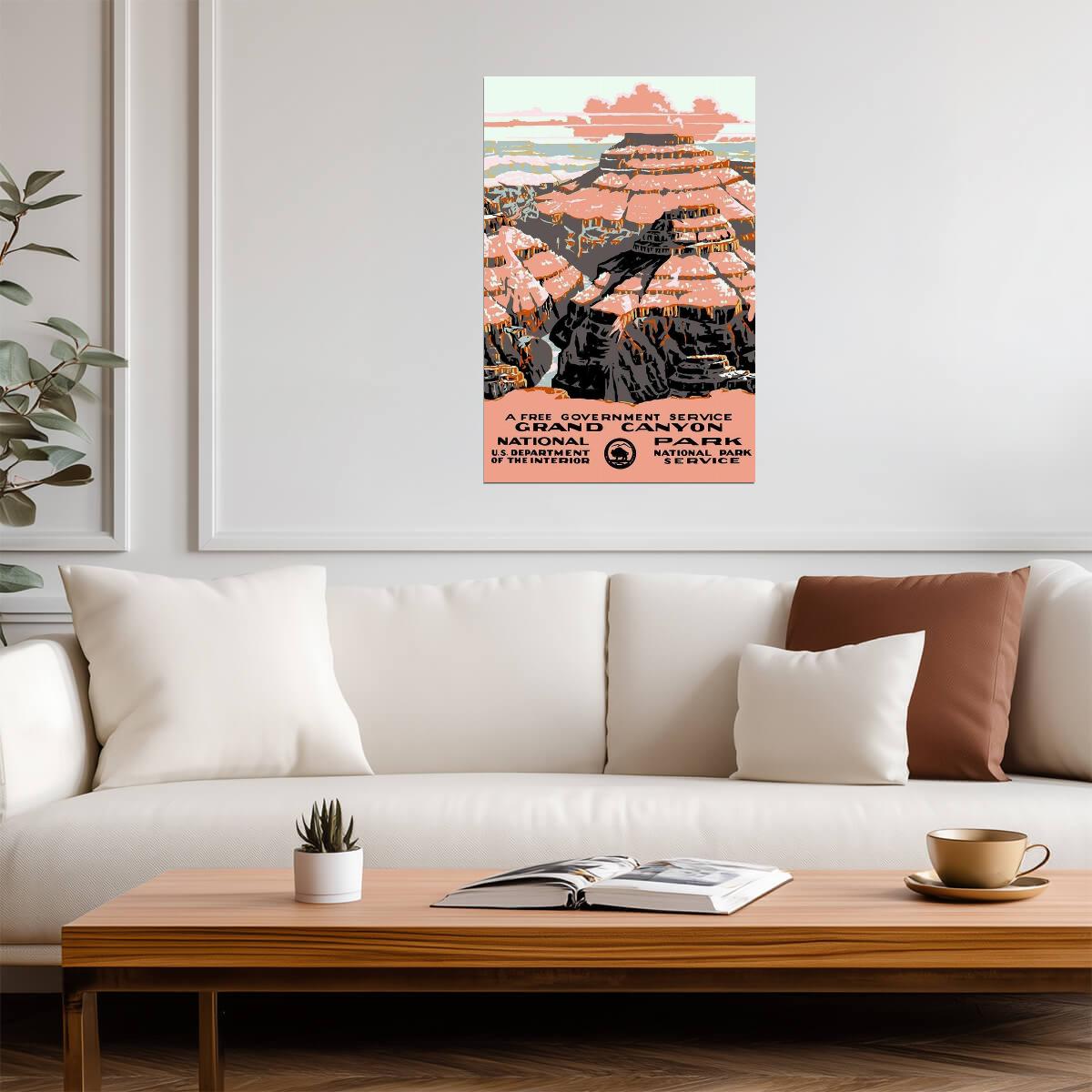 Grand Canyon National Park | Retro Travel Poster | Vintage American Landmark Art - Vintage & Retro Poster