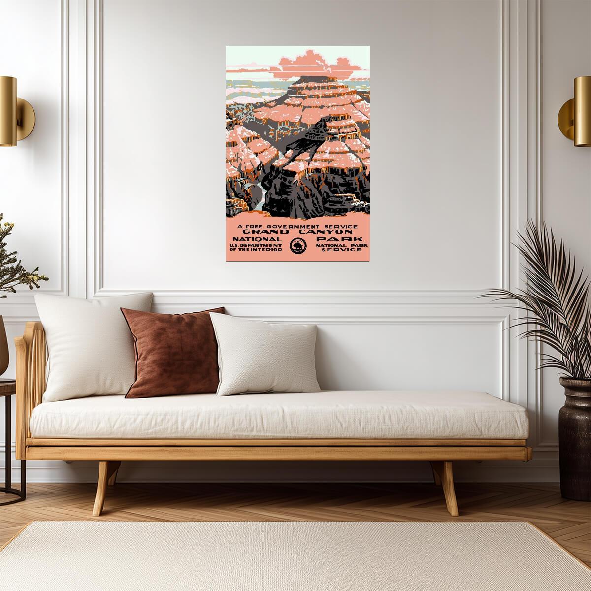 Grand Canyon National Park | Retro Travel Poster | Vintage American Landmark Art - Vintage & Retro Poster