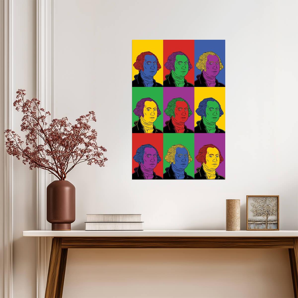 George Washington Pop Art | Colorful Presidential Portrait | Historical Figure Poster - Graphic & Art Poster
