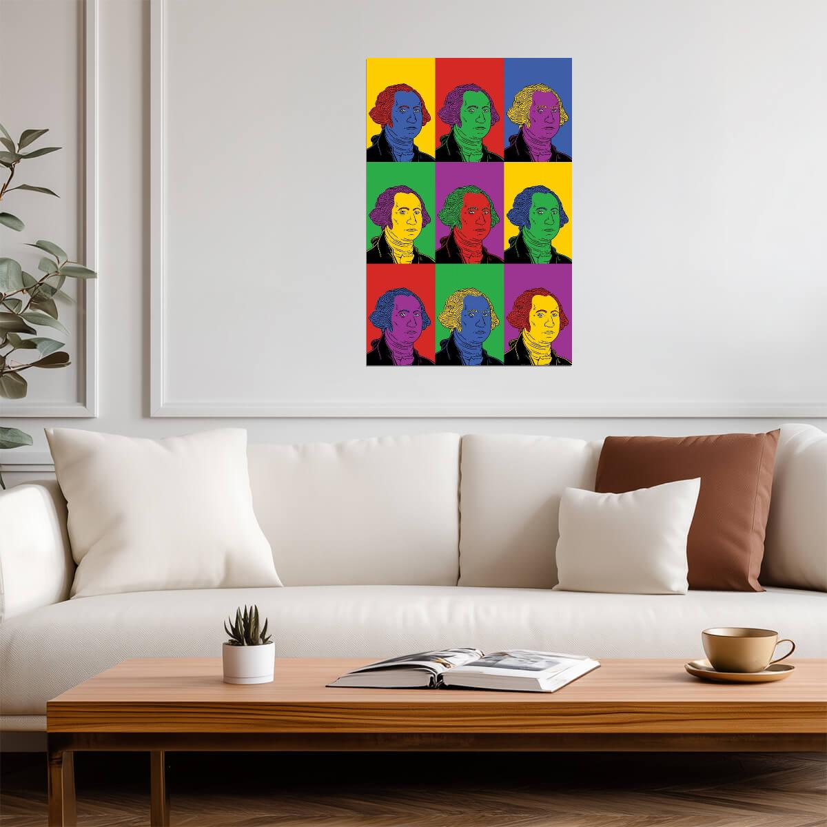 George Washington Pop Art | Colorful Presidential Portrait | Historical Figure Poster - Graphic & Art Poster