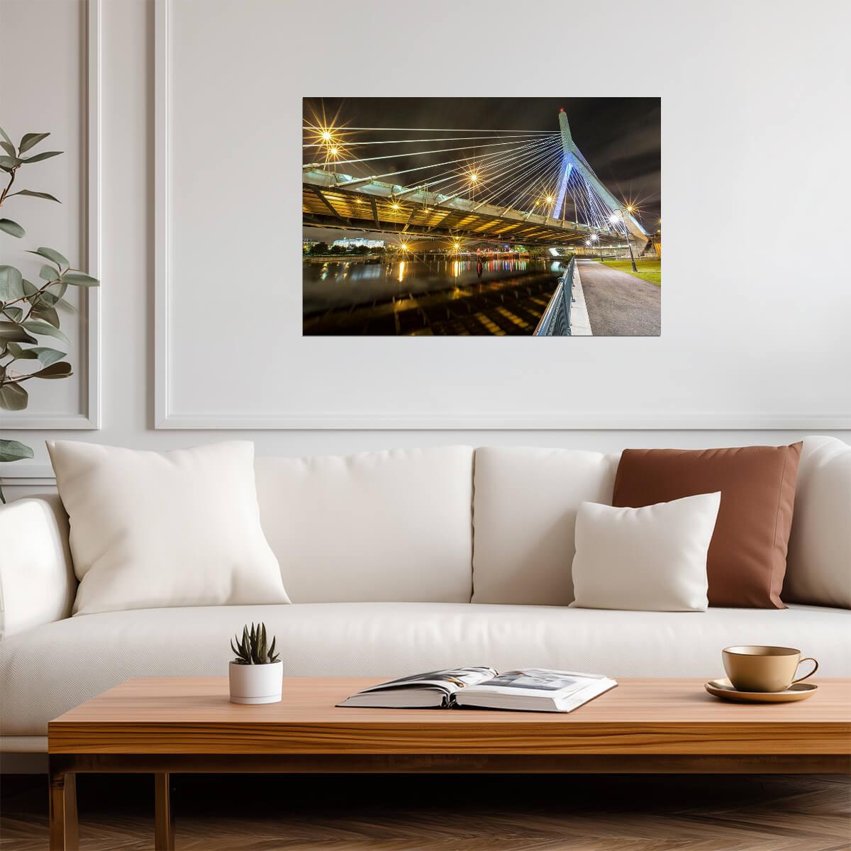 Leonard P. Zakim Bunker Hill Memorial Bridge | Boston Photography | Modern Architecture Poster - Photography Poster