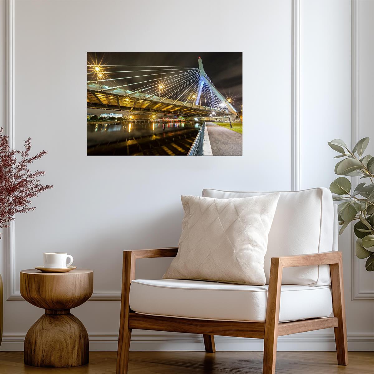 Leonard P. Zakim Bunker Hill Memorial Bridge | Boston Photography | Modern Architecture Poster - Photography Poster
