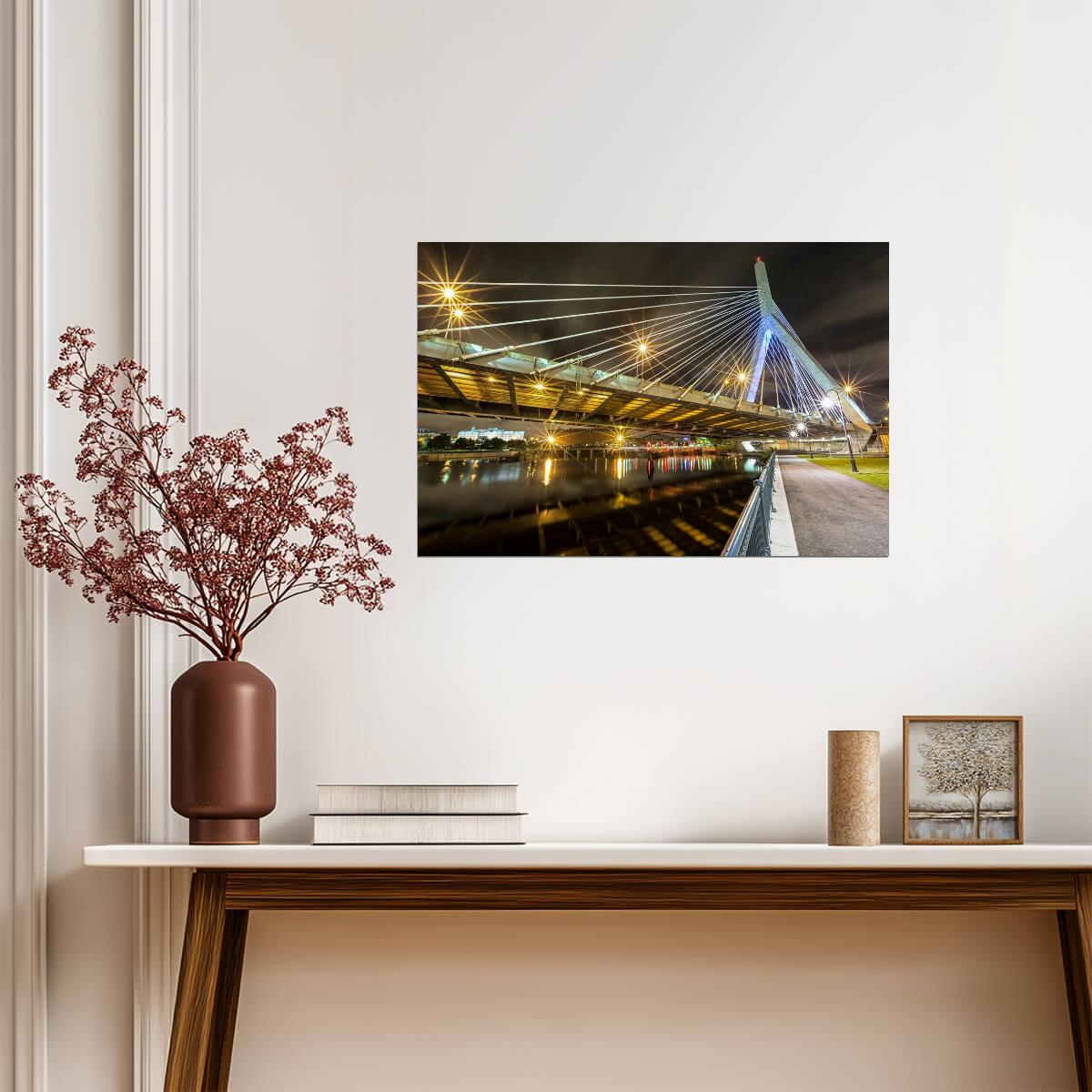 Leonard P. Zakim Bunker Hill Memorial Bridge | Boston Photography | Modern Architecture Poster - Photography Poster