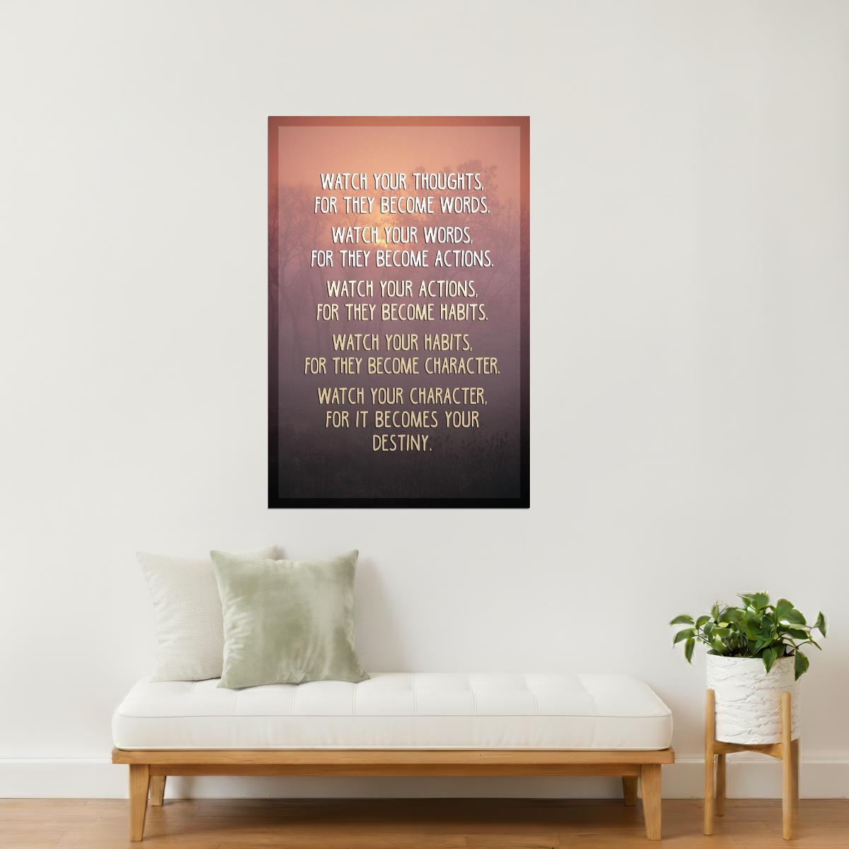Watch Your Thoughts | Sunset Motivational Poster