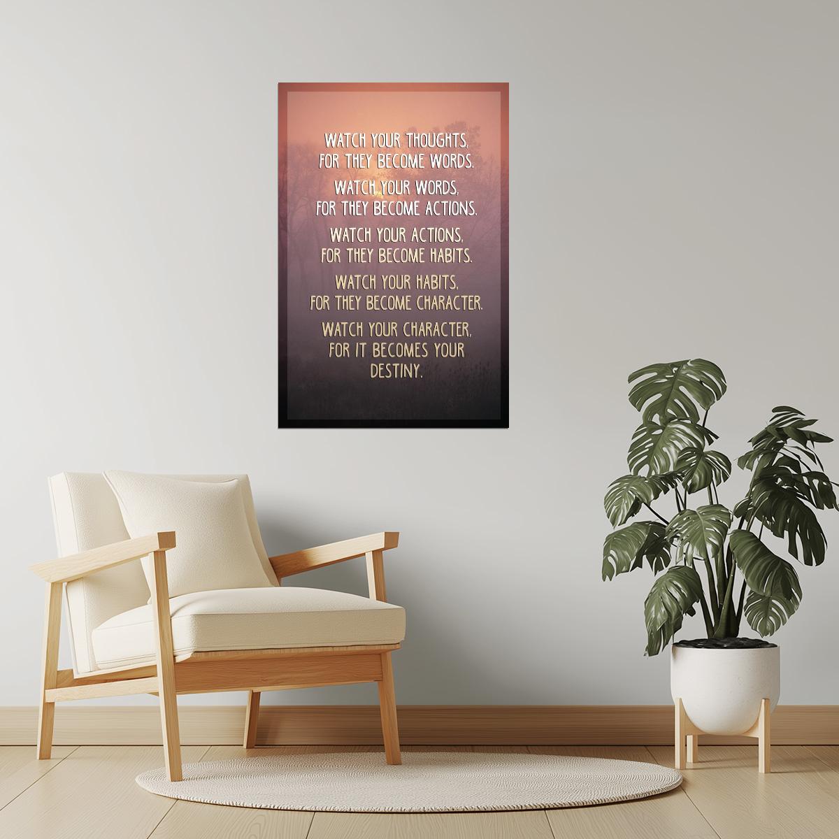 Watch Your Thoughts | Sunset Motivational Poster