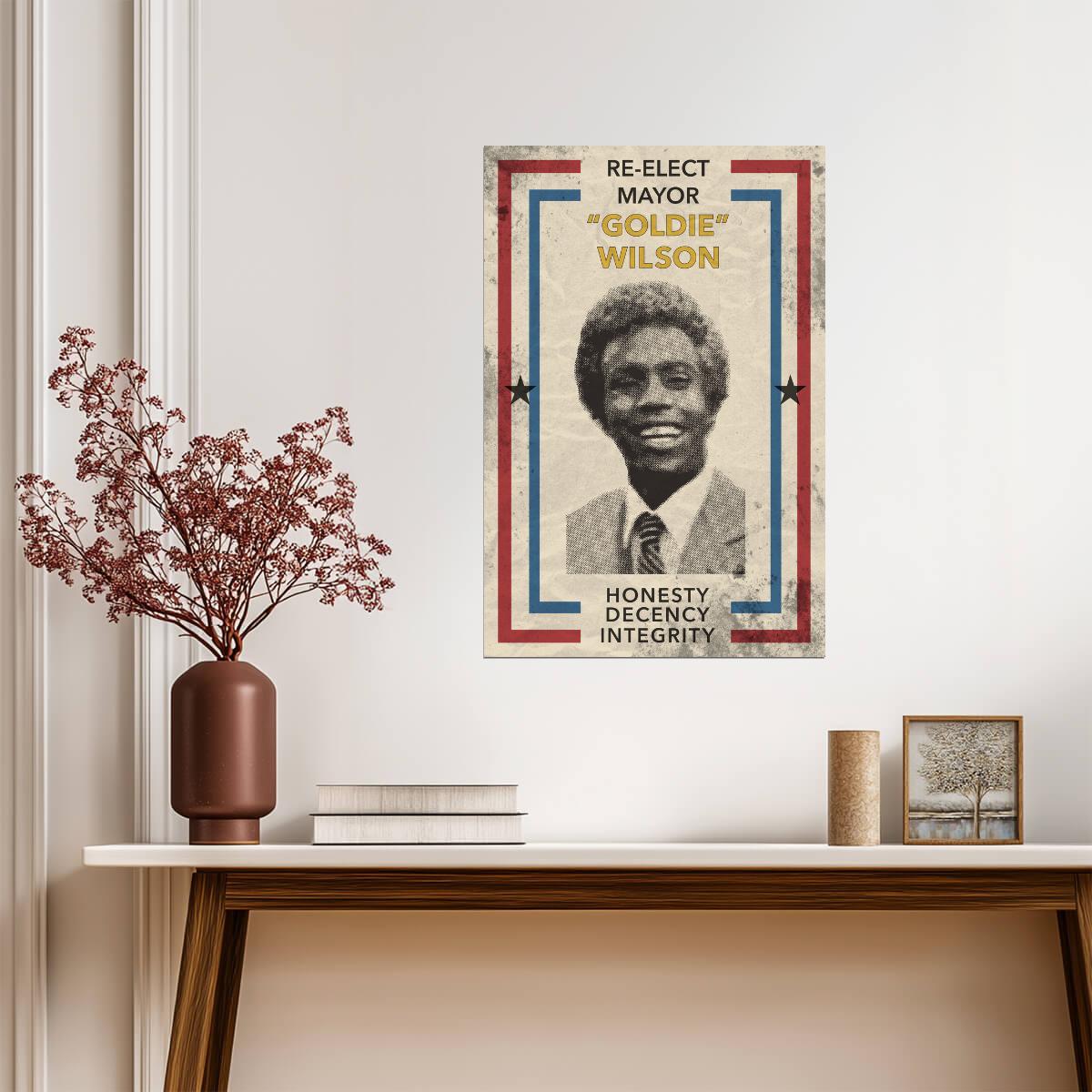 Back to the Future | Re-Elect Mayor Goldie Wilson | Fictional Campaign Poster - Movies & TV Poster