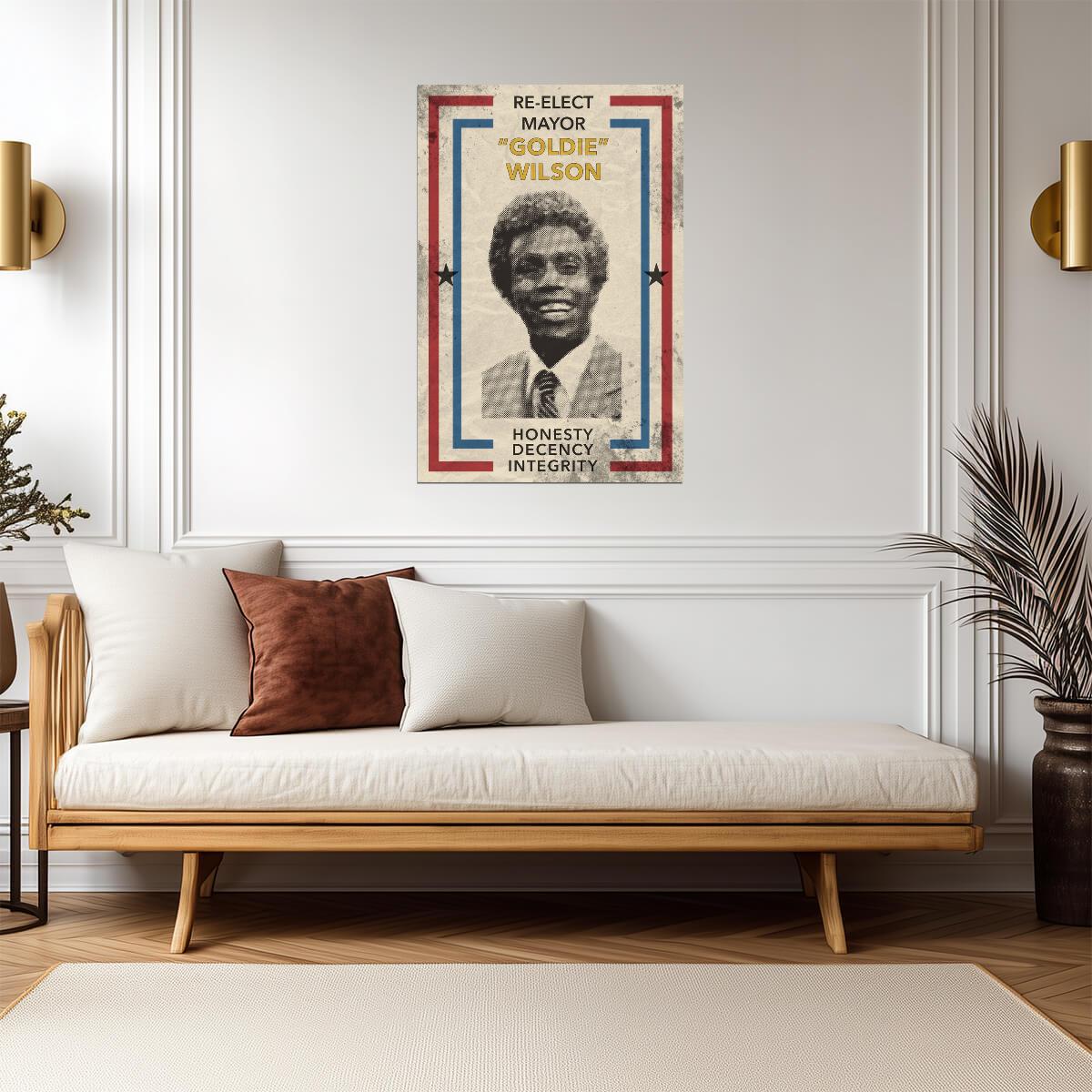 Back to the Future | Re-Elect Mayor Goldie Wilson | Fictional Campaign Poster - Movies & TV Poster