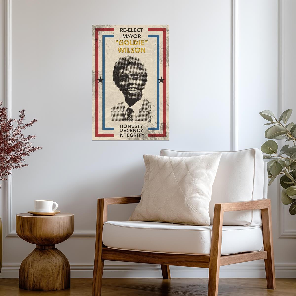 Back to the Future | Re-Elect Mayor Goldie Wilson | Fictional Campaign Poster - Movies & TV Poster