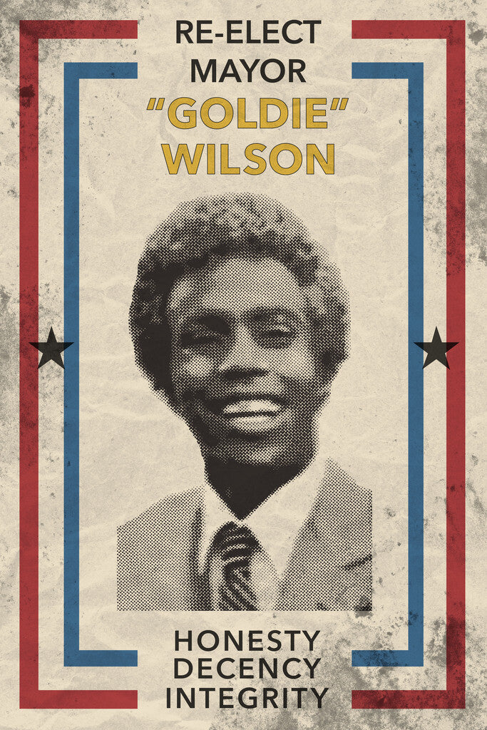 Back to the Future | Re-Elect Mayor Goldie Wilson | Fictional Campaign Poster - Movies & TV Poster