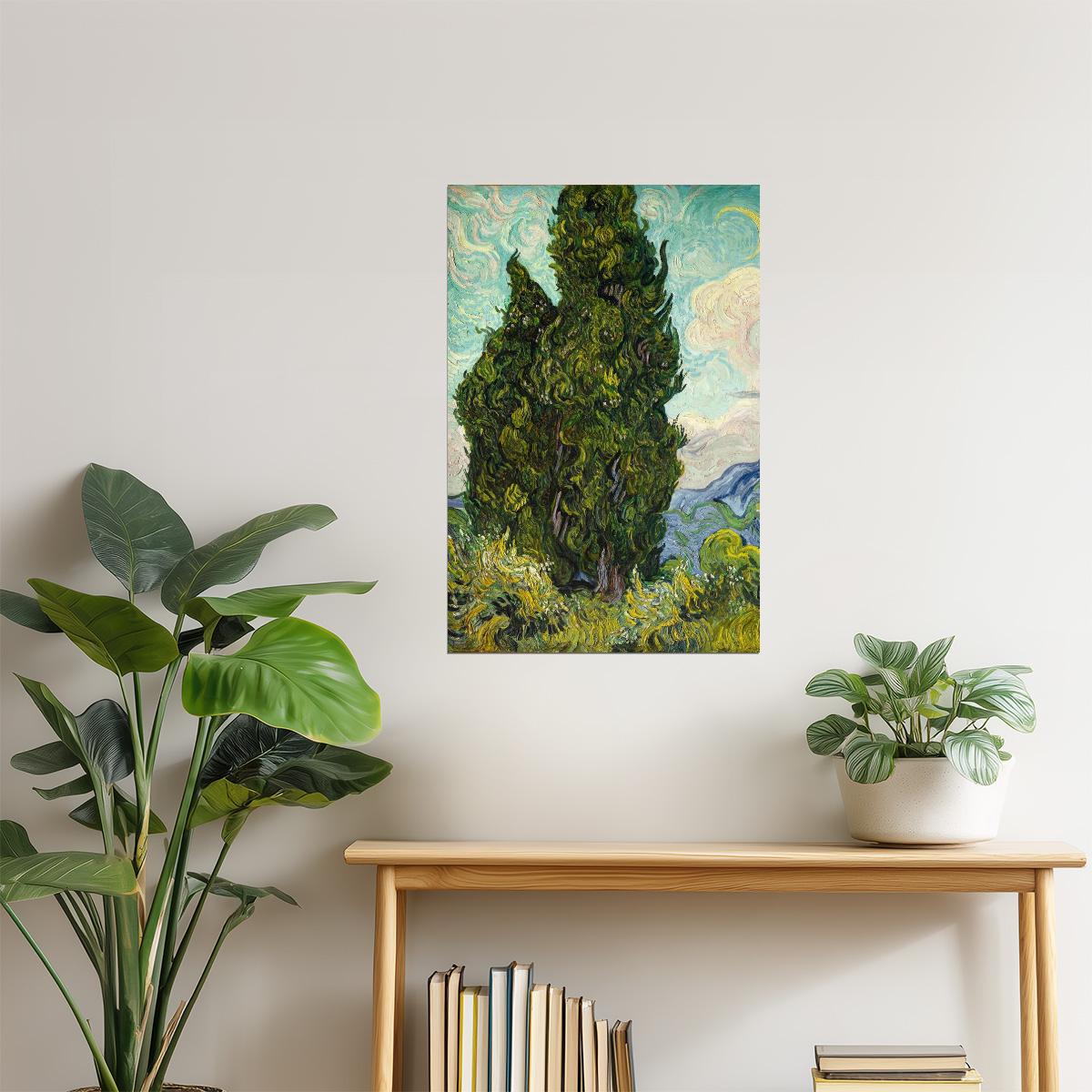 Vincent Van Gogh Cypresses Poster | Post-Impressionist Landscape | Fine Art Print