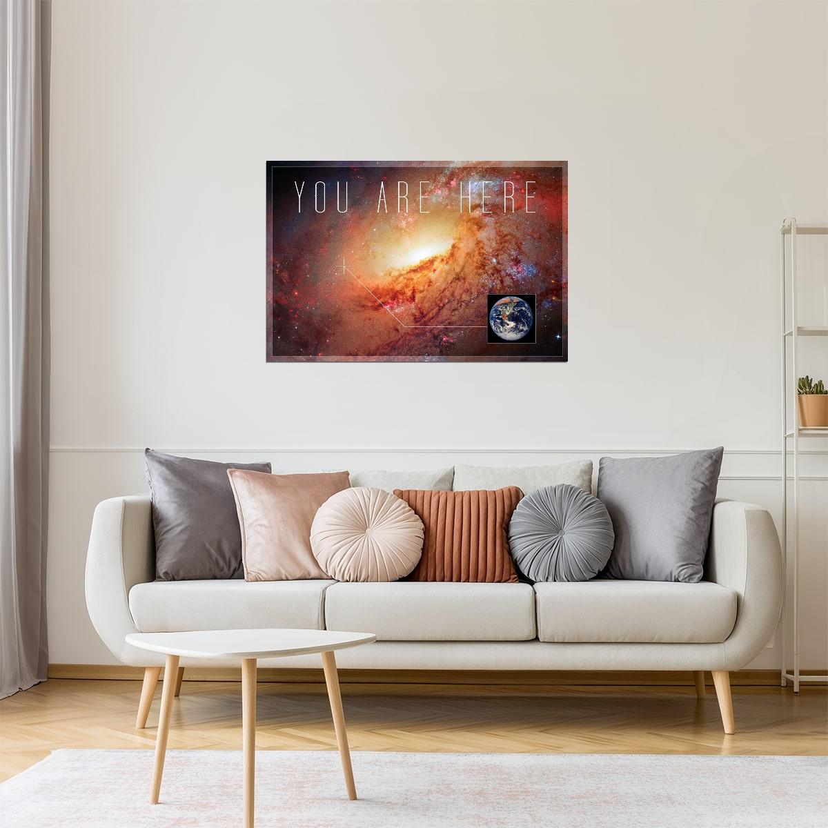You Are Here Galaxy Poster | Funny Typography Print | Inspirational Wall Art