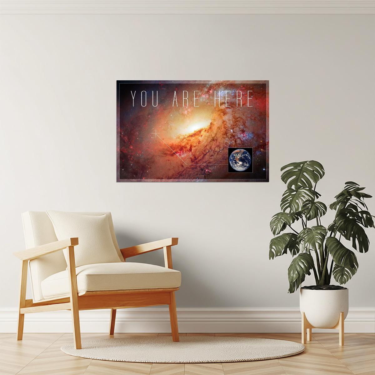 You Are Here Galaxy Poster | Funny Typography Print | Inspirational Wall Art