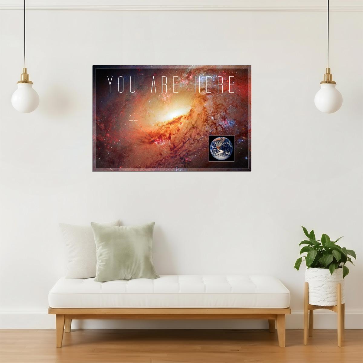 You Are Here Galaxy Poster | Funny Typography Print | Inspirational Wall Art