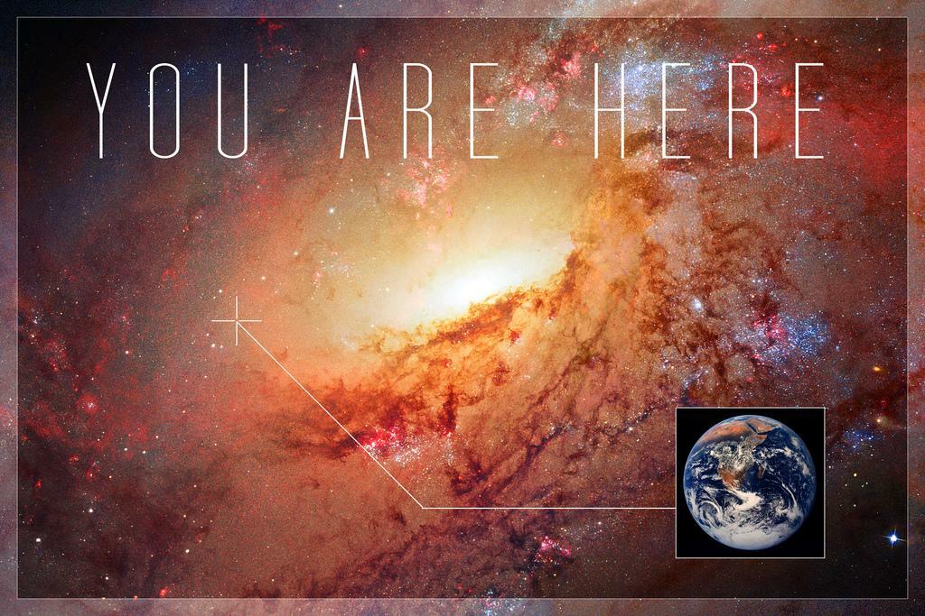 You Are Here Galaxy Poster | Funny Typography Print | Inspirational Wall Art