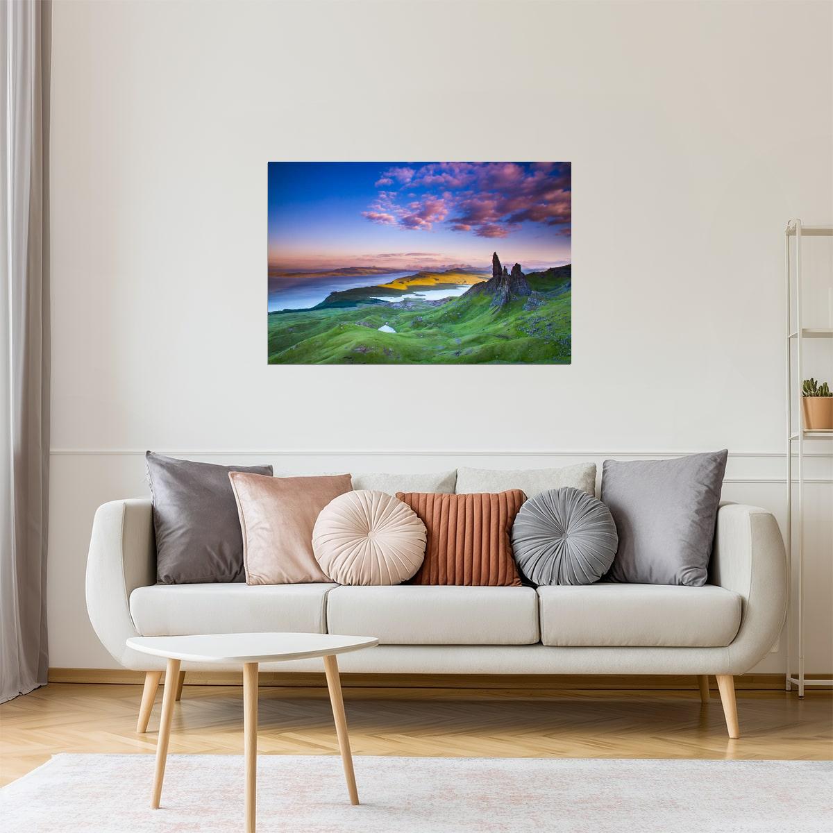 Rolling Hills of Scotland Sunset Poster | Landscape Photography | Nature Wall Art