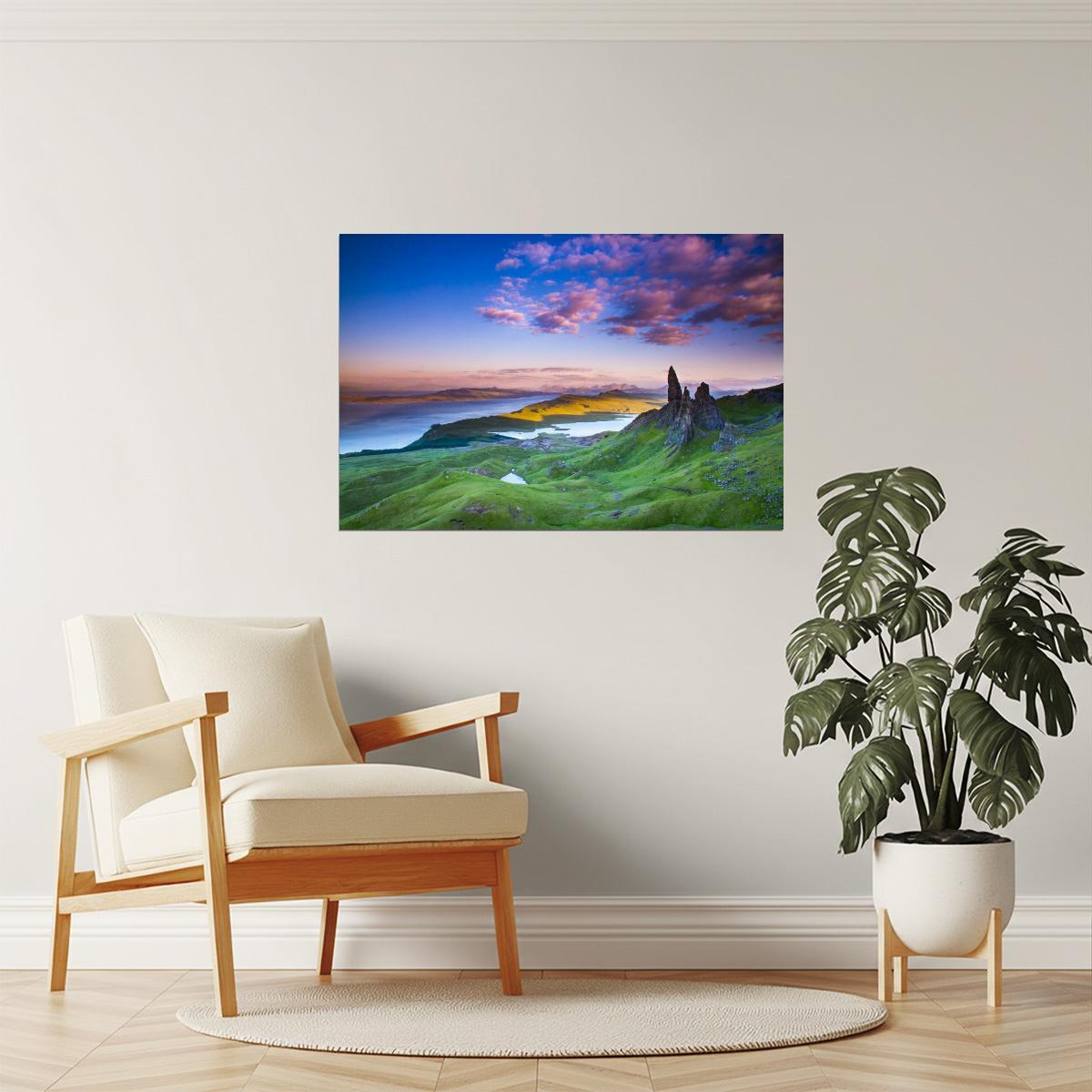 Rolling Hills of Scotland Sunset Poster | Landscape Photography | Nature Wall Art