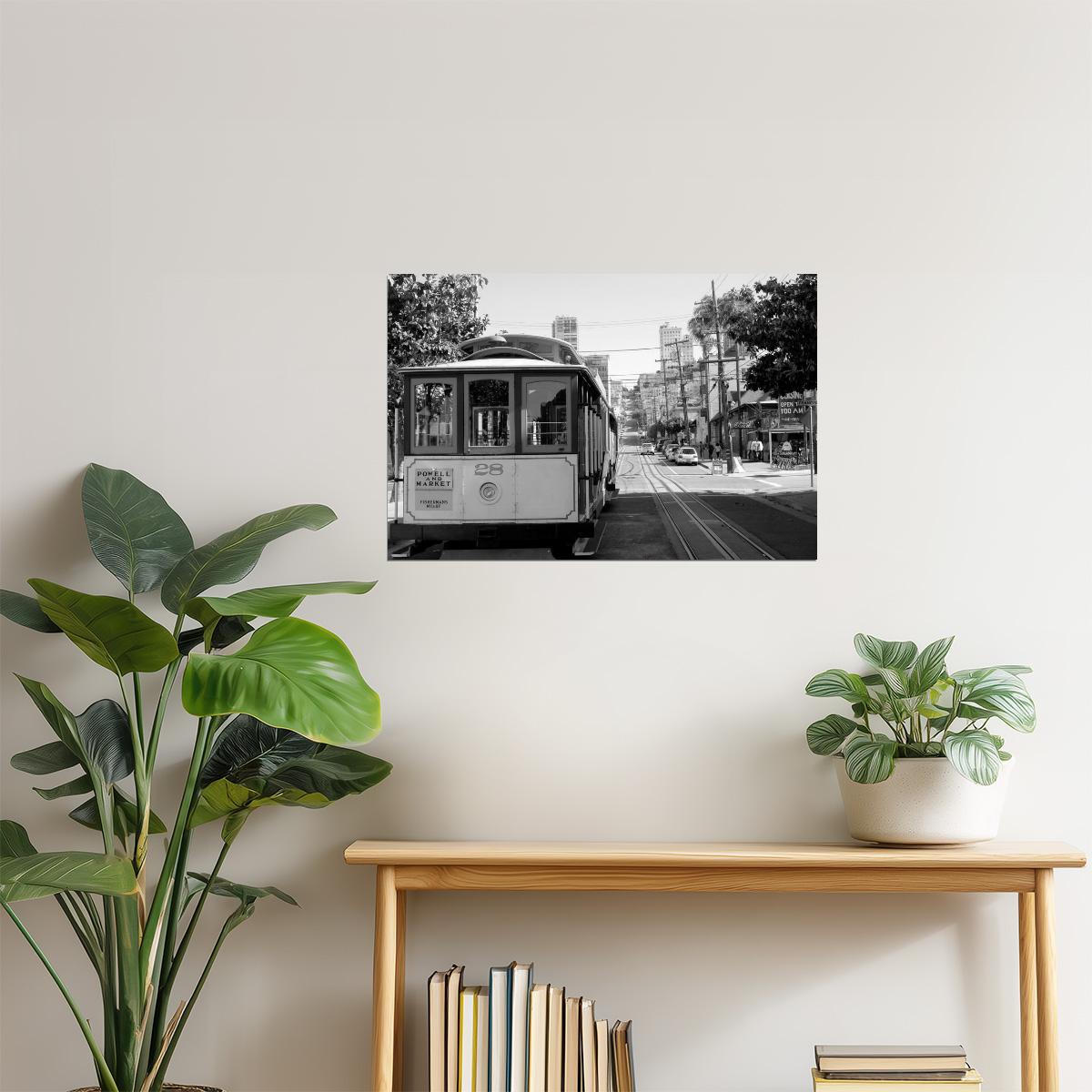 San Francisco Cable Car Poster | Vintage Black and White Photo | California Wall Art