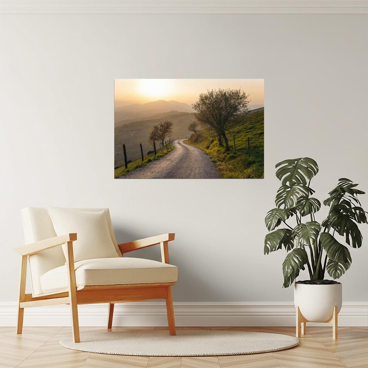 Winding Countryside Road Poster | Nature Photography | Rural Landscape Wall Art