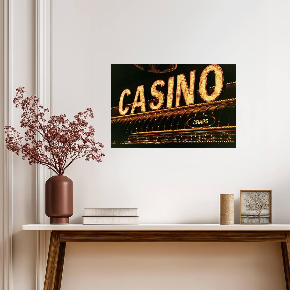 "Casino" and "Craps" Neon Signs Photo | Gambling Themed Art | Las Vegas Nightlife Poster - Type & Quotes Poster