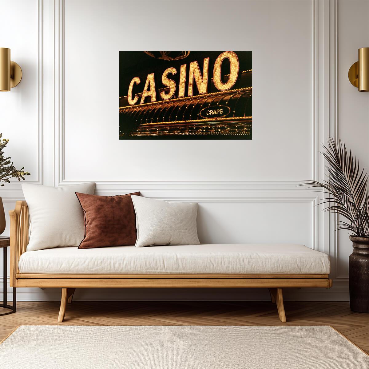 "Casino" and "Craps" Neon Signs Photo | Gambling Themed Art | Las Vegas Nightlife Poster - Type & Quotes Poster