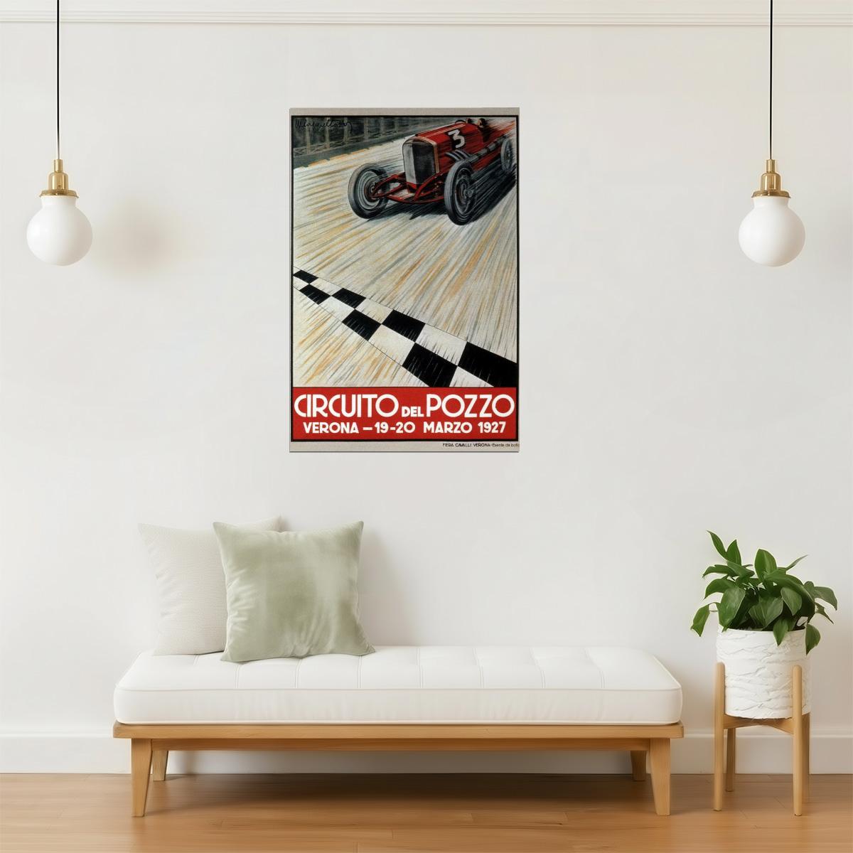 Circuito De Pozzo 1927 Race Poster | Vintage Italian Motorsports Ad | Retro Wall Art