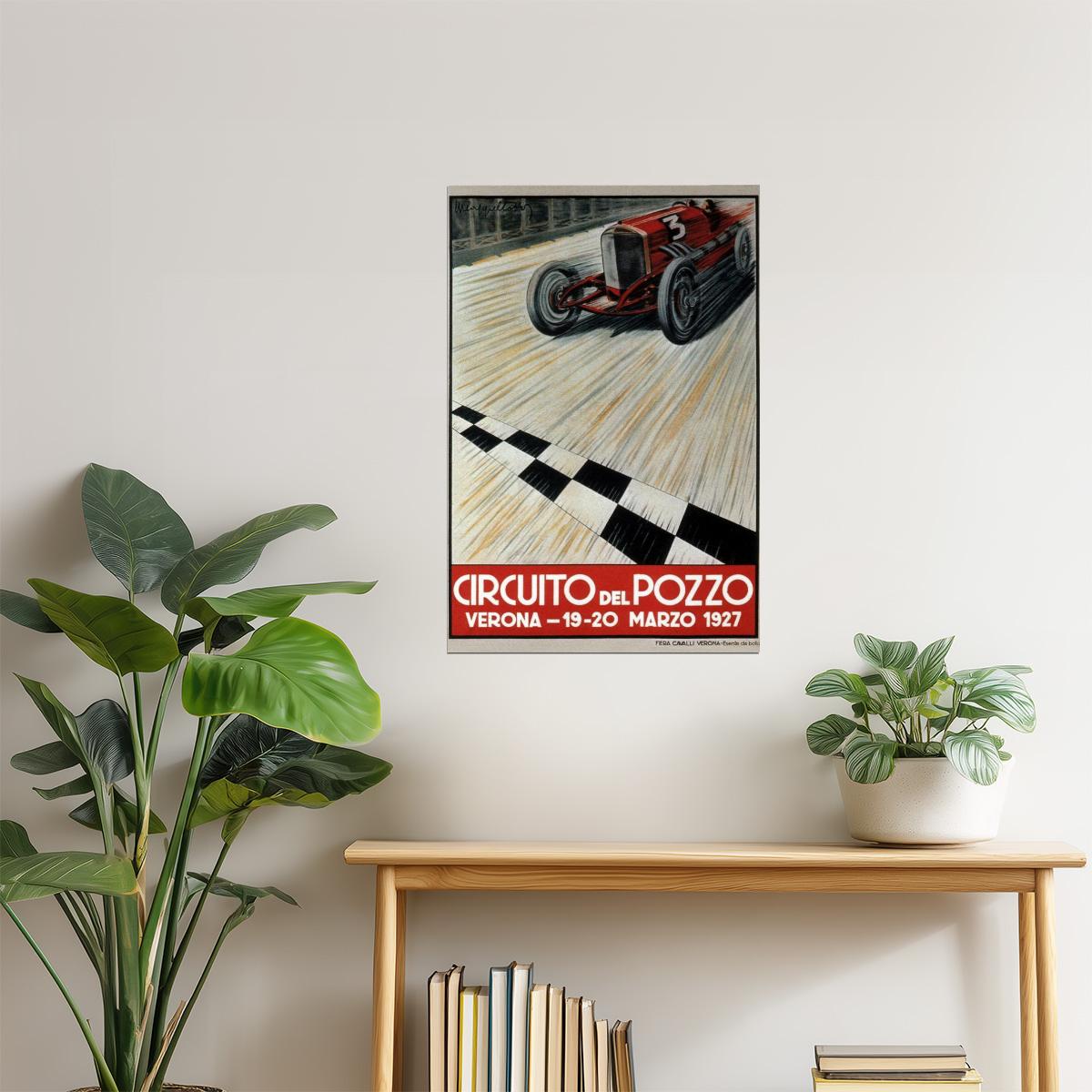 Circuito De Pozzo 1927 Race Poster | Vintage Italian Motorsports Ad | Retro Wall Art