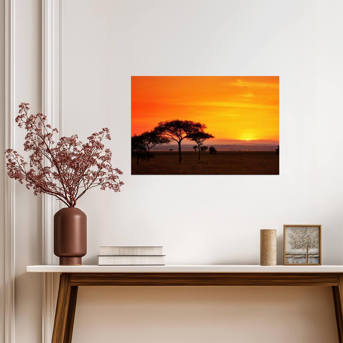 Serengeti Sunrise Panorama Photo | African Landscape | Nature & Wildlife Poster - Photography Poster