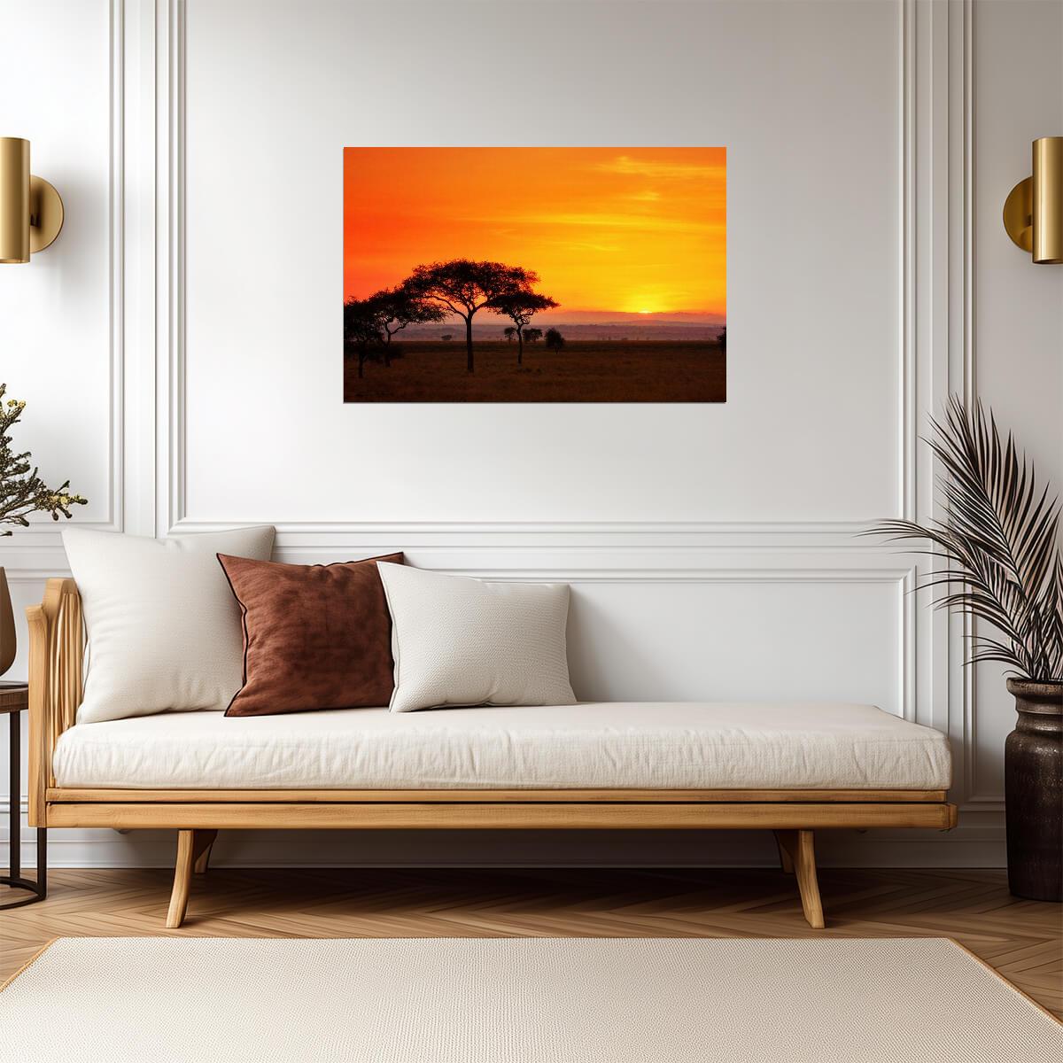 Serengeti Sunrise Panorama Photo | African Landscape | Nature & Wildlife Poster - Photography Poster