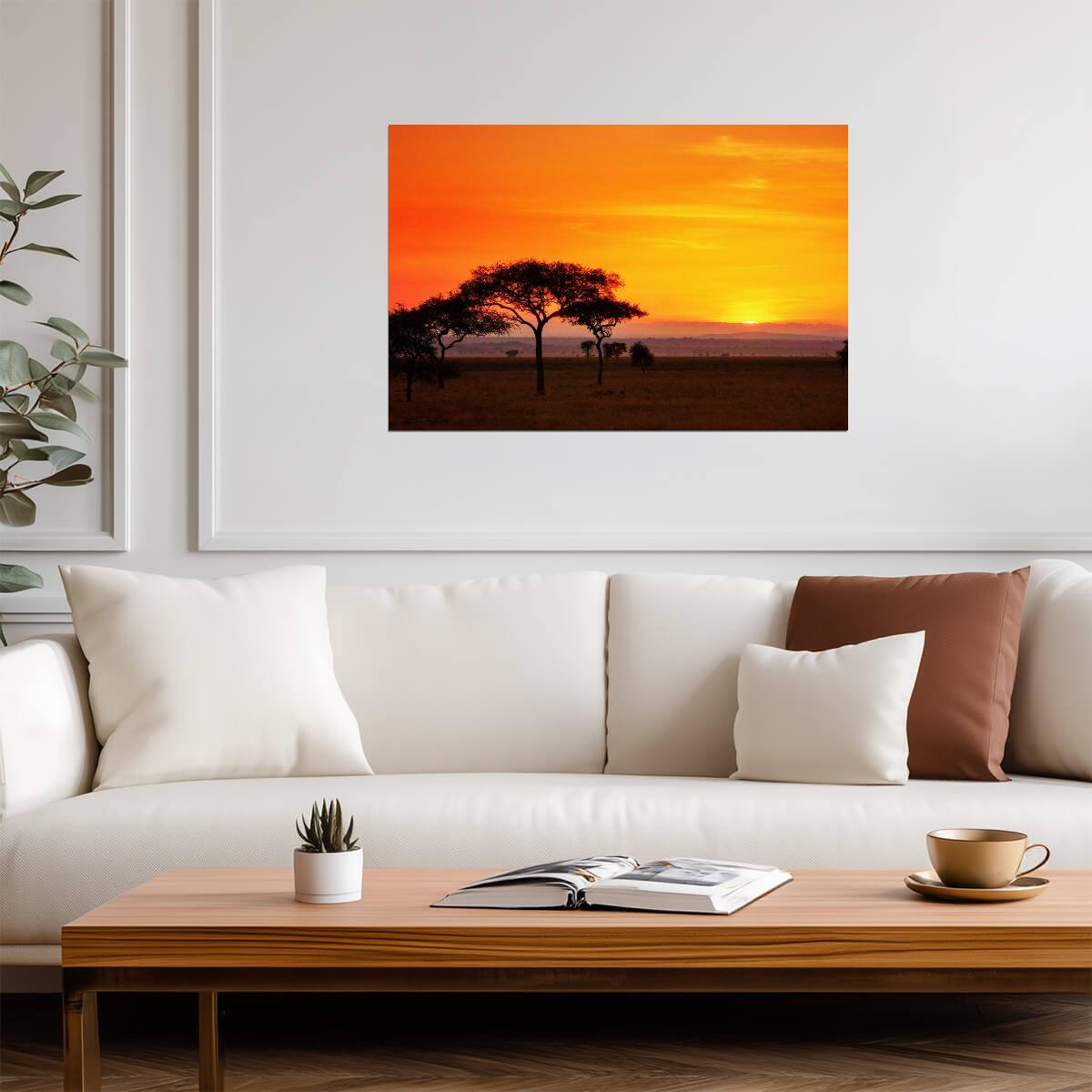 Serengeti Sunrise Panorama Photo | African Landscape | Nature & Wildlife Poster - Photography Poster