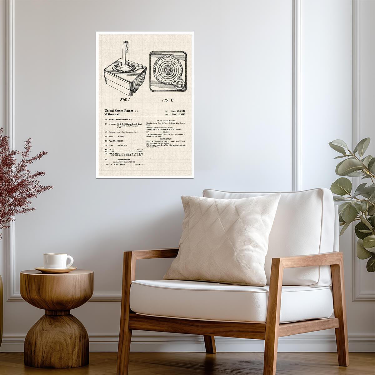 Vintage Joystick Patent Diagram | Retro Gaming Poster | Gamer Blueprint Wall Art