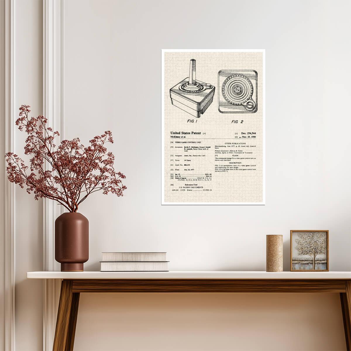 Vintage Joystick Patent Diagram | Retro Gaming Poster | Gamer Blueprint Wall Art