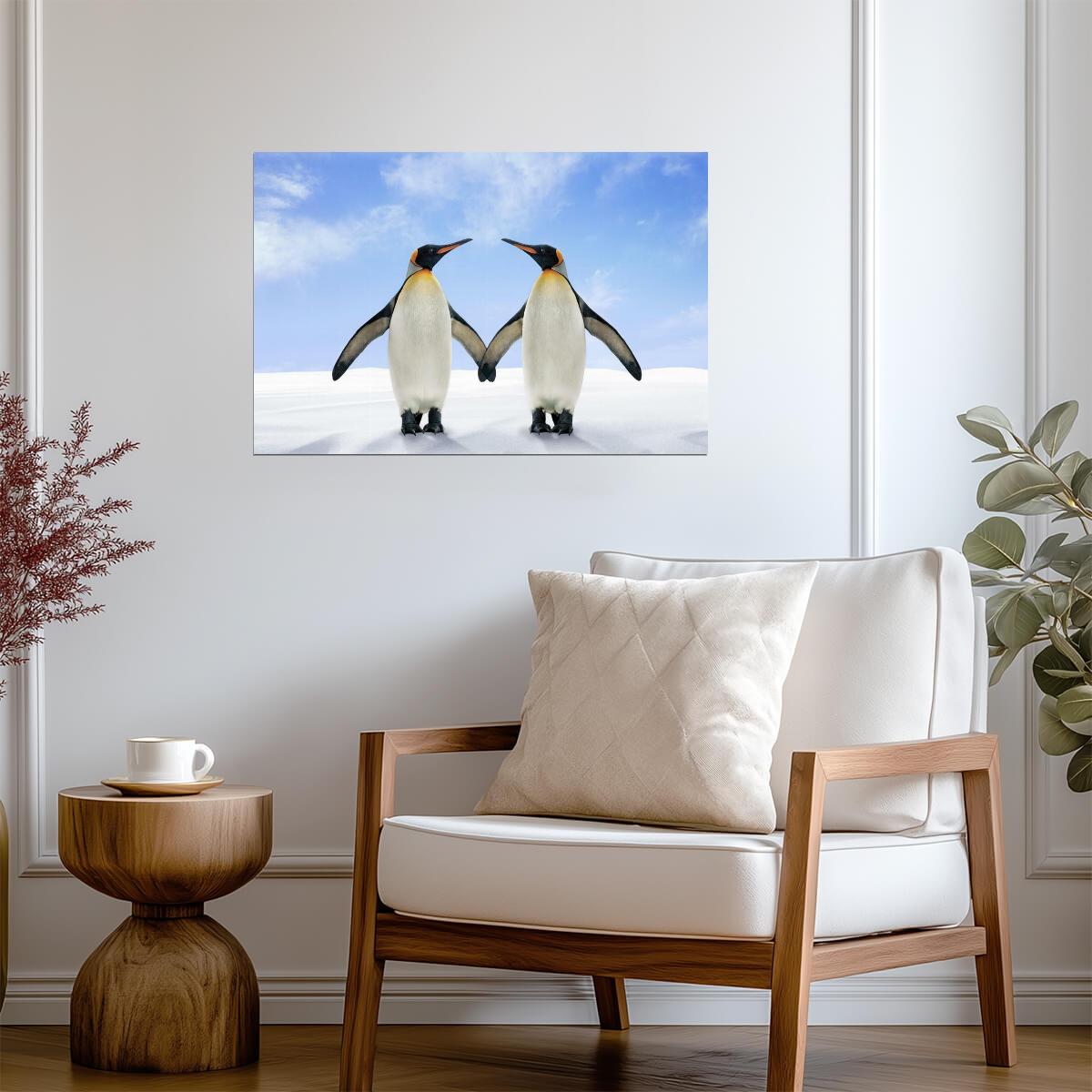 Two King Penguins Touching Wings | Antarctica Wildlife Photography | Animal Poster - Photography Poster