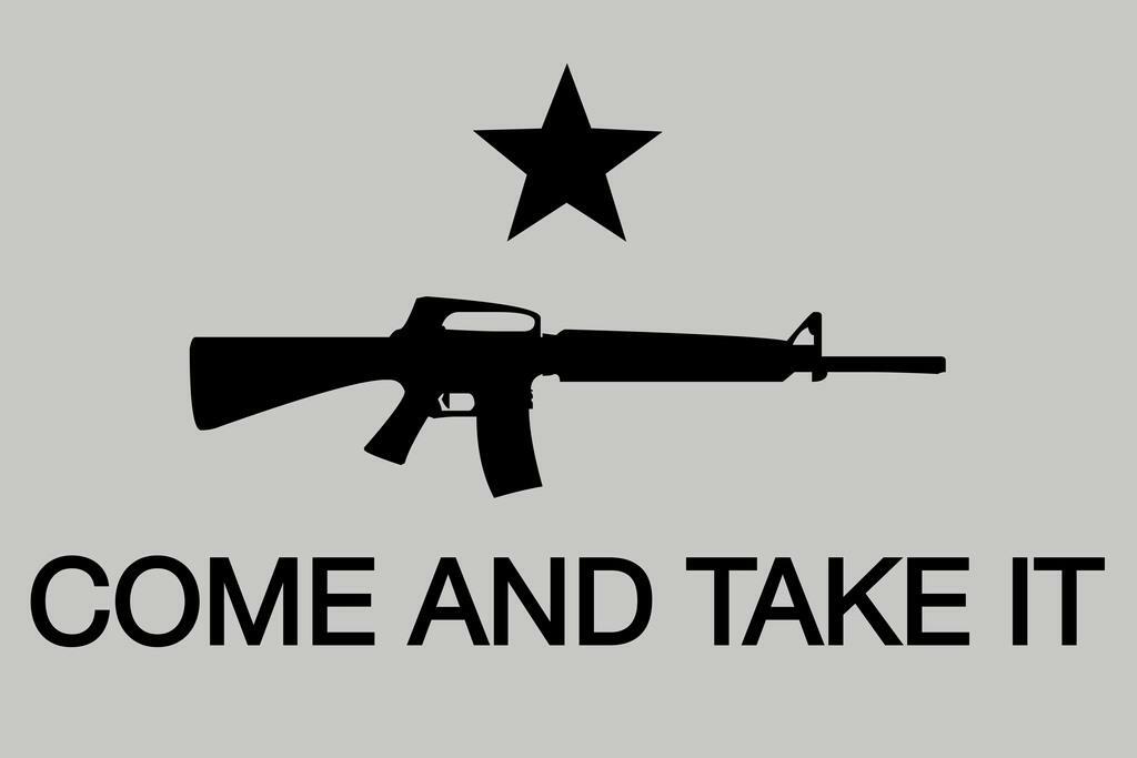 "Come And Take It" Gonzales Flag | AR-15 Gun Rights Poster | Historical Texas Art - Type & Quotes Poster
