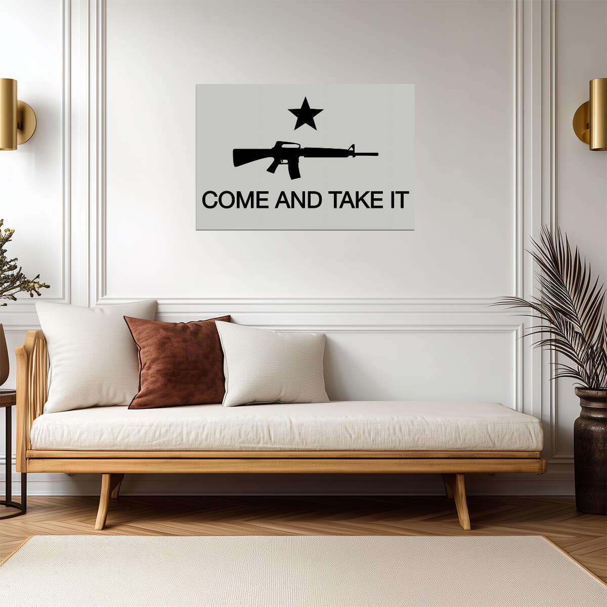 "Come And Take It" Gonzales Flag | AR-15 Gun Rights Poster | Historical Texas Art - Type & Quotes Poster