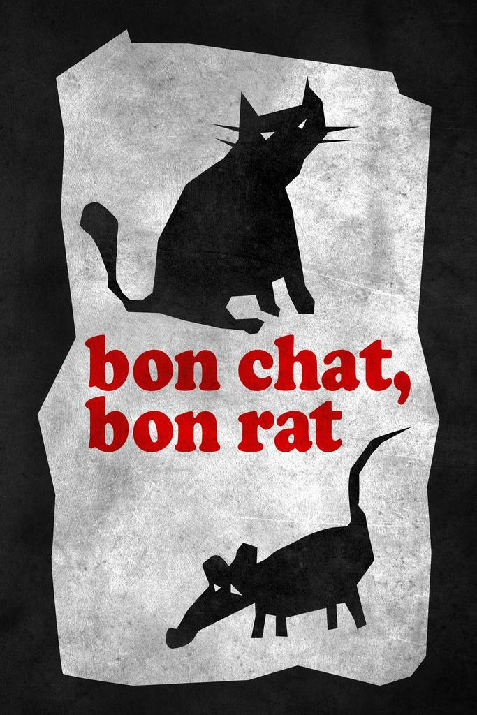 "Bon Chat, Bon Rat" | French Proverb Poster | Minimalist Illustration - Type & Quotes Poster